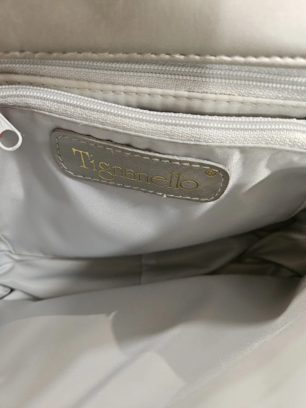 Tignanello Gray Leather Flap Crossbody Bag Shoulder Purse